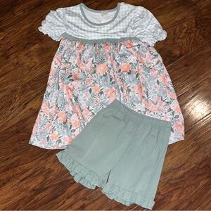 Kids Gingham and Flower Matching Set NEW